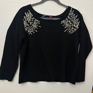 Buttons Black Top with Silver Embellishments